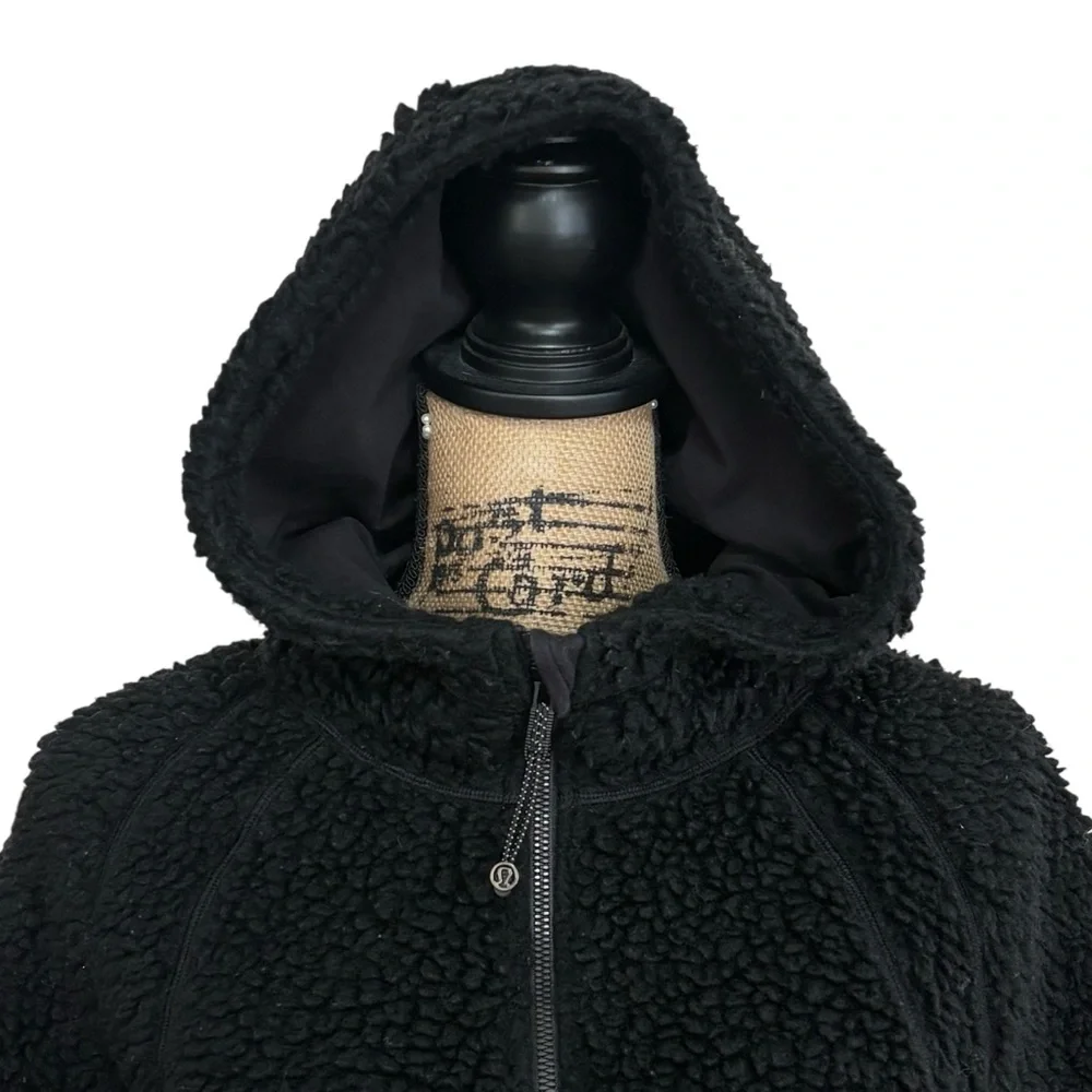 Lululemon Scuba Oversized Sherpa 1/2 Zip Pullover Black Hooded Size XS/Small - Picture 8 of 9